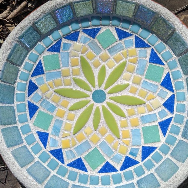 Mosaic Bird Bath - Medium 10 inches  - Garden Decor - Insect Waterer - Gifts for gardeners - Ceramic birdbath