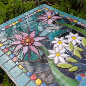 Mosaic Painting Flower Garden Ornament Stained Glass Mosaic Ready to Hang Outdoors Handmade Focal Piece Gifts image 6