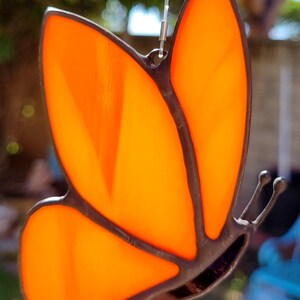Vibrant Orange Butterfly Stained Glass Suncatcher