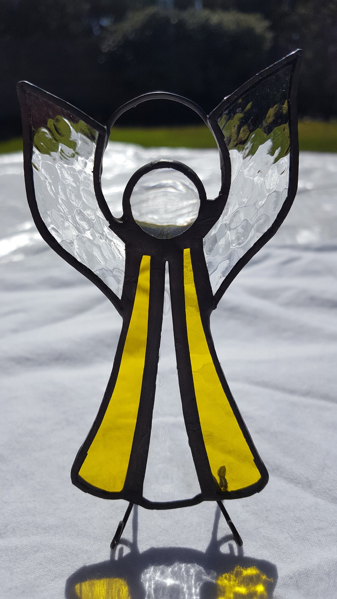 Set of 4 Free Standing Stained Glass Angel Ornament Accents Etsy UK