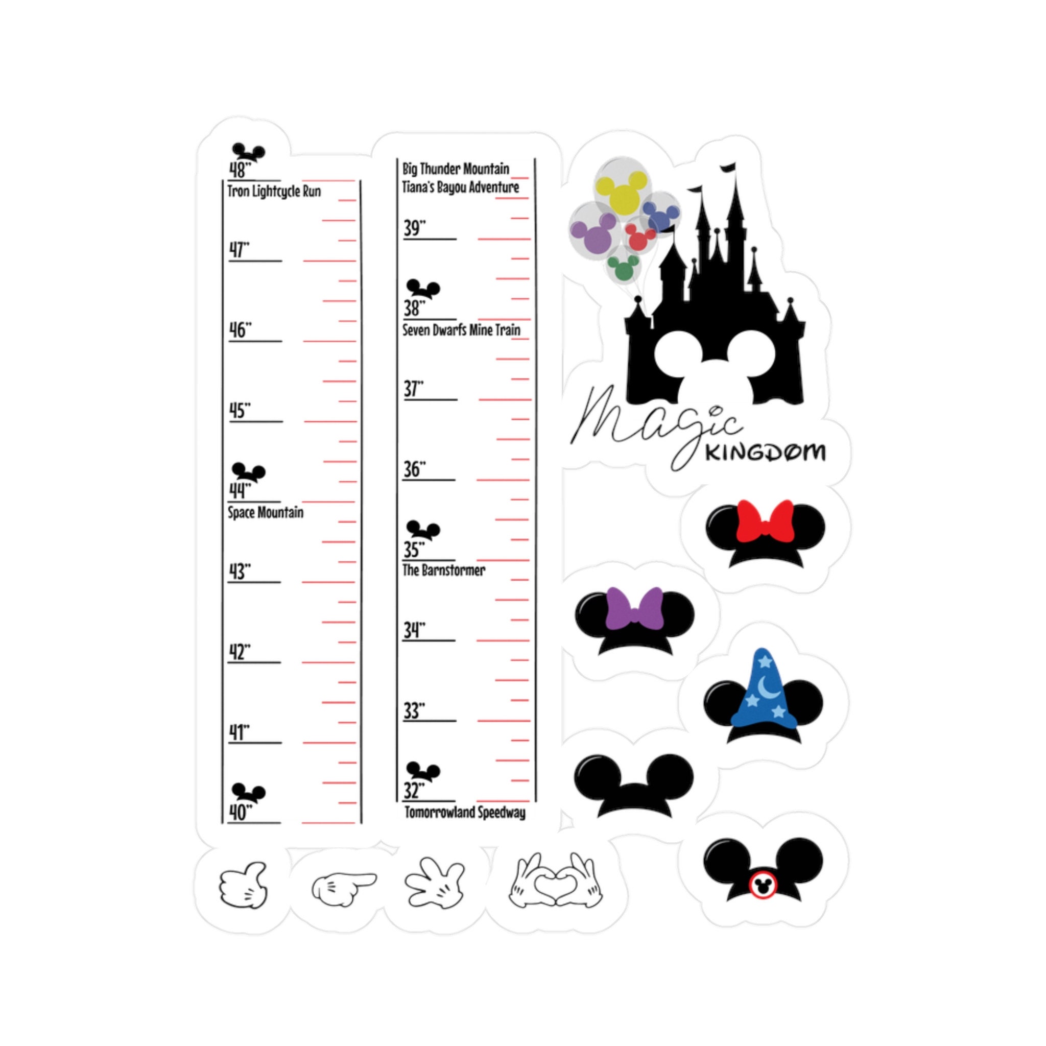 Disney Ride Height Chart Magic Kingdom Etsy