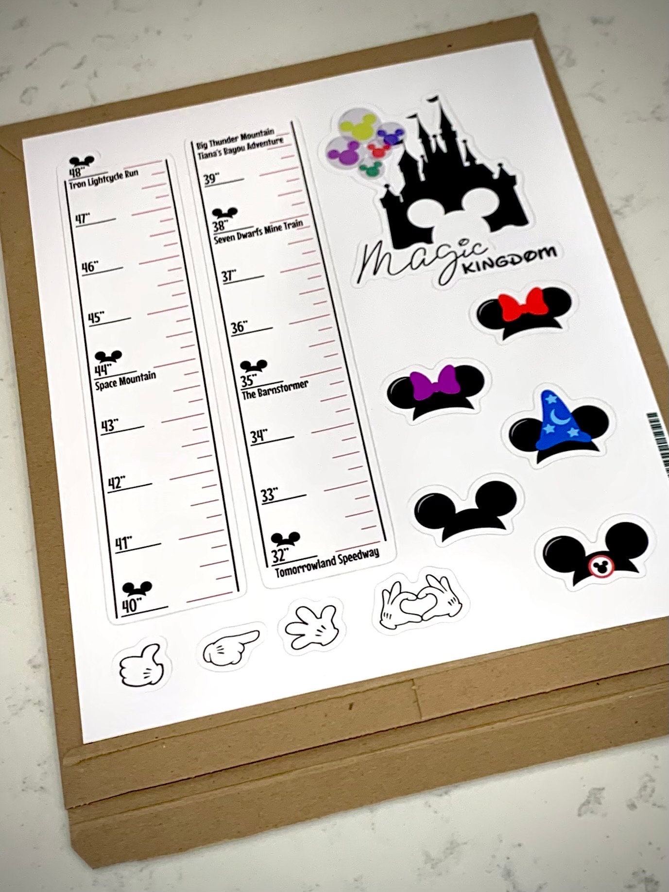 Disney Ride Height Chart Magic Kingdom Etsy