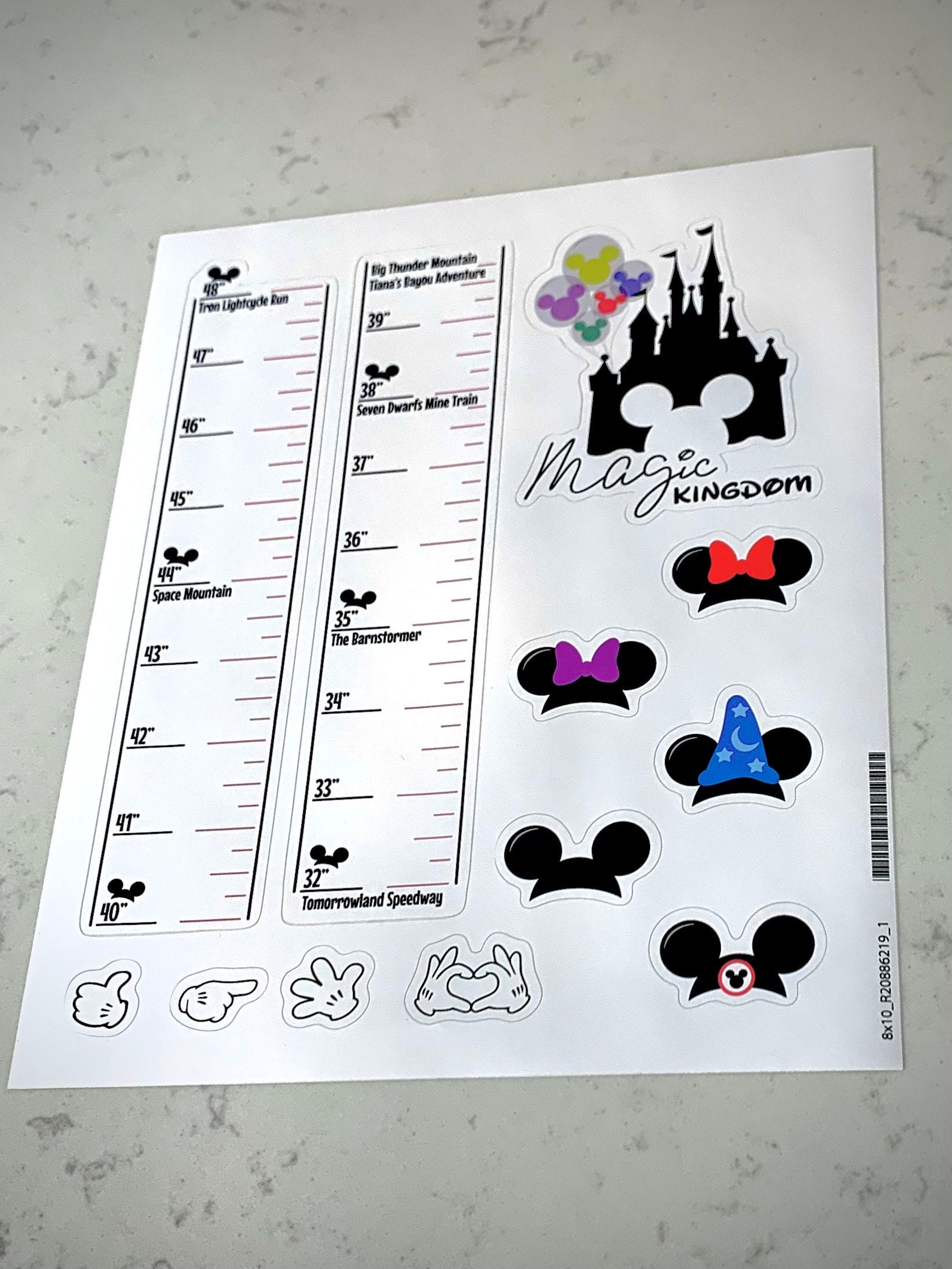 Disney Ride Height Chart Magic Kingdom Etsy