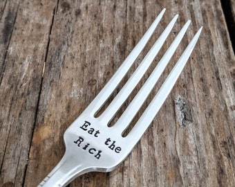 Eat the Rich Vintage Silver Plated Stamped Fork, Silver Fork, Political Activist, Midterm Elections, Democratic Socialist, Ironic Gift