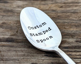 Vintage Silver Plated Custom Stamped Spoon, Personalized Spoon, Customized Spoon, Gift under 20, Gift Exchange, Secret Santa