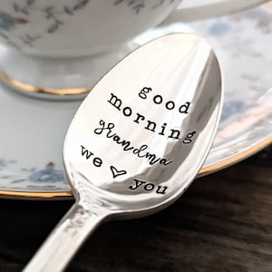 Buenos días abuela, cuchara personalizada para abuela, regalo de Navidad para abuela, regalo de Navidad para abuela, regalo de niños, regalo de nietos