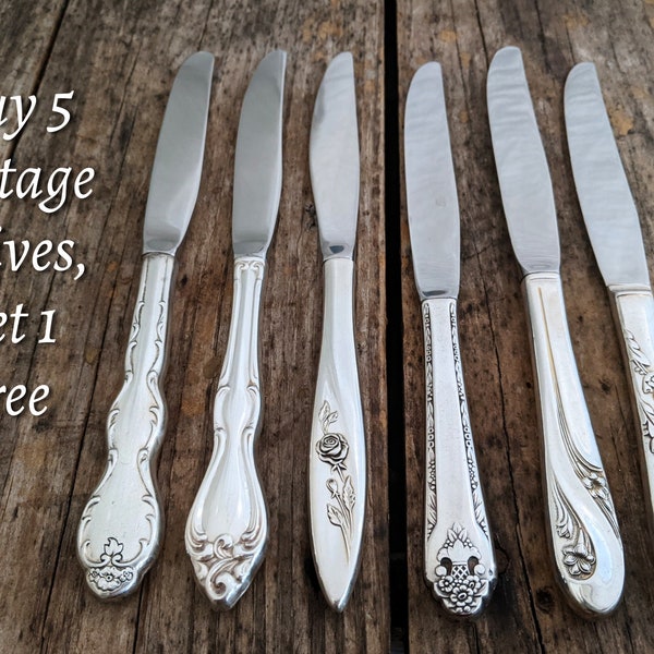 Vintage Silver Plate Dinner Knives, 1920s to 1960s Beautiful Ornate Silver Knife, Single Knife, Sold Individually