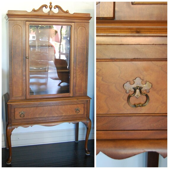 Free Ship Tall Glass Front Dining Cabinet Hutch China Shelf Etsy