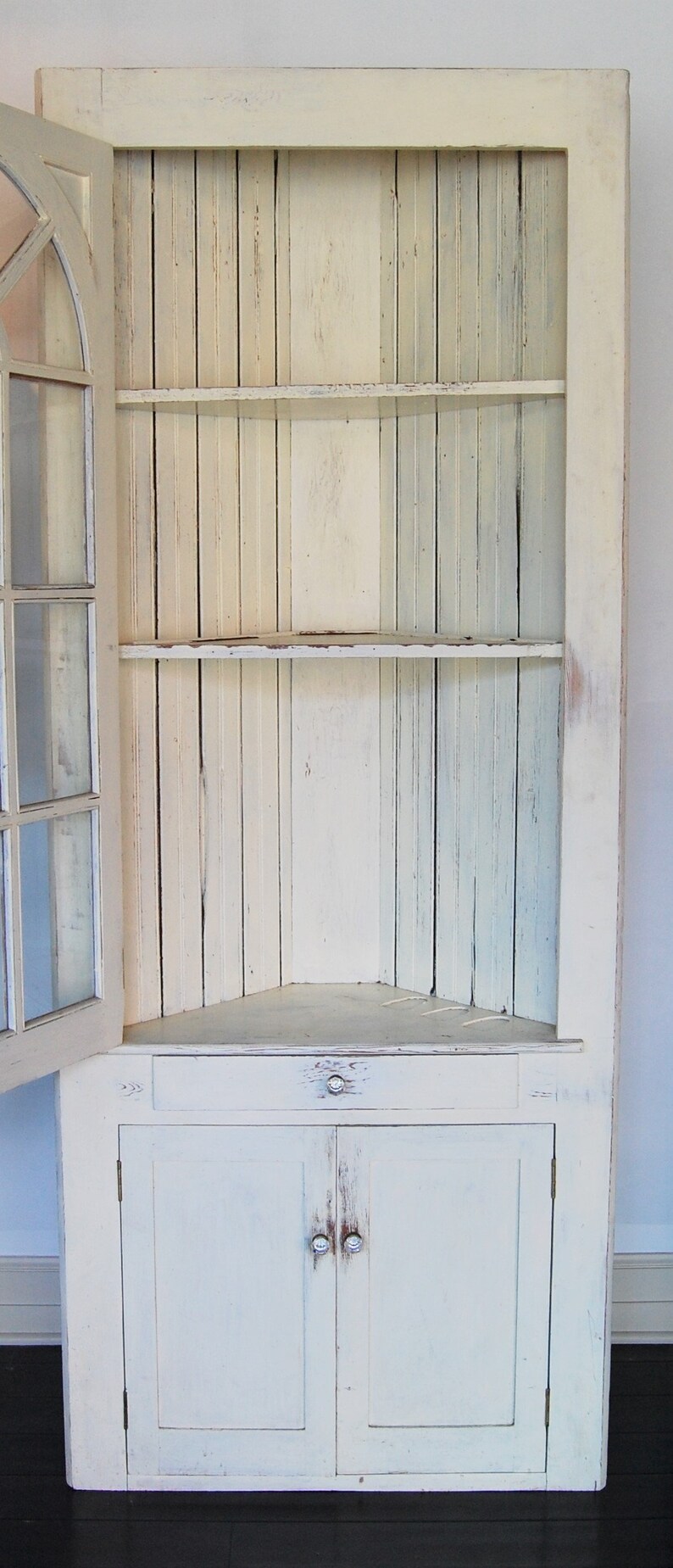 RESERVED Tall White Corner Hutch / / Shelf / Storage w Etsy