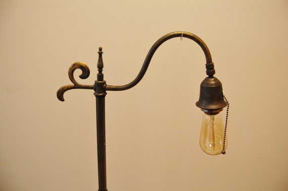 Art Deco Floor Lamp Solid Metal Tall Bridge Style Reading Light Rustic Primitive Art Deco Floor Lamp Solid Metal Tall Bridge Style Reading Light Rustic Primitive