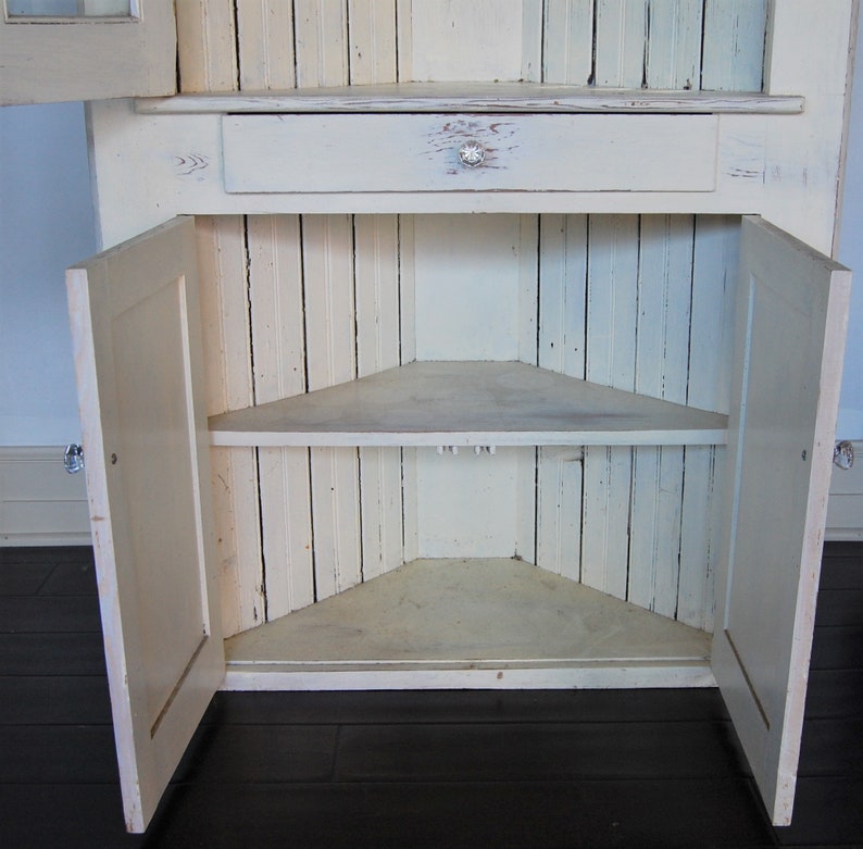RESERVED Tall White Corner Hutch / / Shelf / Storage w Etsy