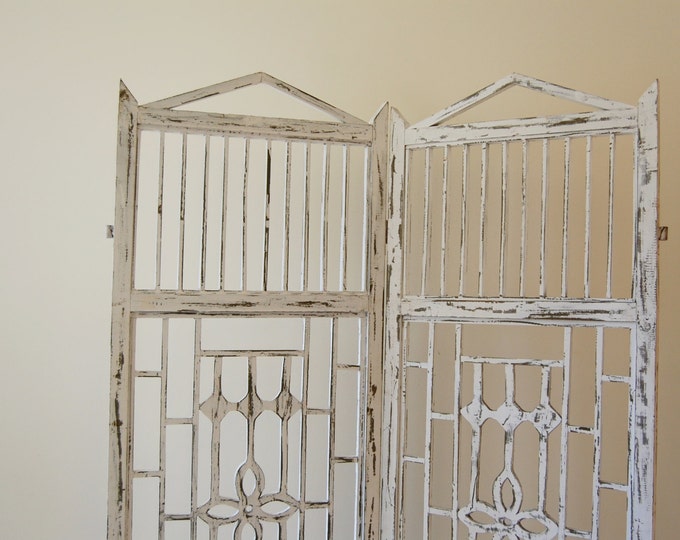Vintage Room Divider / Screen / Bifold Solid Wood Tall Etsy