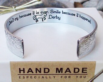 Custom Horse Bracelet Personalized With Your Horses Name Or Message Gift Cuff Personalize Me Handmade Inspirational Jewelry Equestrian
