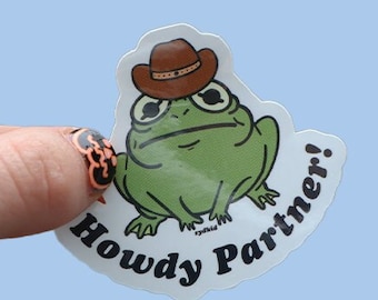 Frog in a Cowboy Hat Sticker | Howdy Partner Frog Sticker