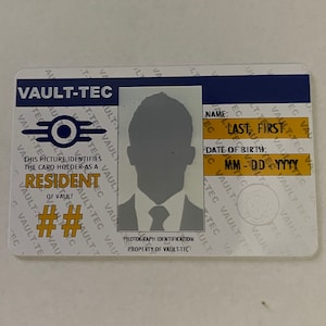 Vault-Tec Vault Resident ID card Cosplay Prop