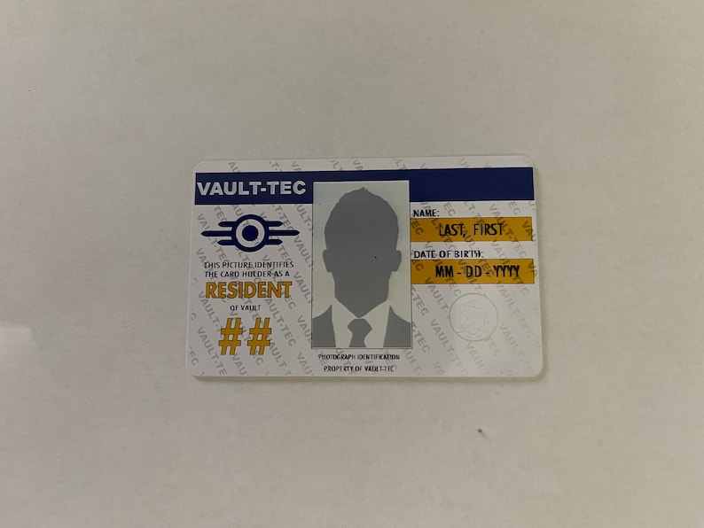 Vaulttec Vault Resident ID Card Cosplay Prop Etsy