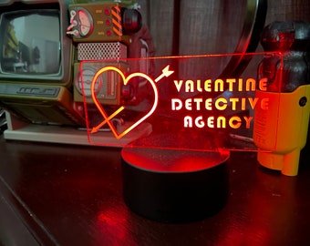 Valentine Detective Agency: Light Up Acrylic Sign