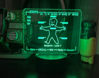 Pipboy Stat Screen: Customizable Light Up Acrylic Sign