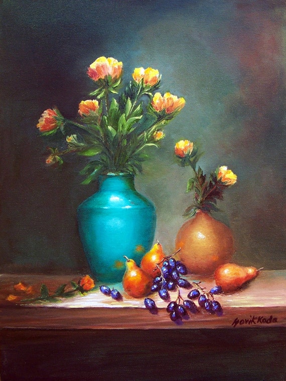 Original Oil Painting On Canvas Still Life Flower Etsy