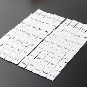 Cotton Size Labels, Natural Cotton Size Tags, Organic Size Labels, Printed Labels, Printed Size Tags, Silk Print, Size Tab, Free Post Ship.