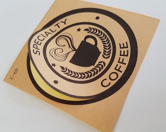 Sticker van gerecycled kraftpapier, ronde kraftstickers, kraftstickers met logo, gestanste kraftsticker, rechthoekige kraftsticker, milieuvriendelijke sticker.