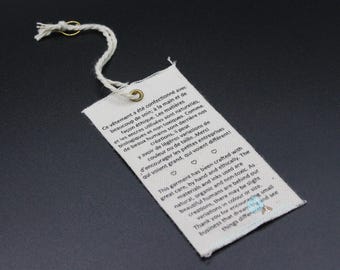 Hanglabel dik canvas, op maat gemaakt canvas schommellabels, hanglabel gerecycled canvas, hanglabel kledingstof, hanglabel bedrukt canvas, gratis verzending.