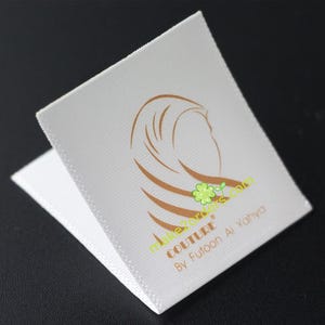 Printed Satin Labels, Silk Print Tags, Silky Satin Label, Screen Print Tag, Satin Brand Label, Satin Care Label, Polyester Care Tags.