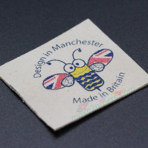 3 Color Cotton Labels, Cotton Logo Labels, Cotton Clothing Tags, Silk Print Cotton Label, Cotton Care Tag, Soft Fabric Label, Cotton Ribbon image 1
