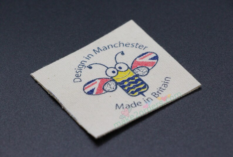 3 Color Cotton Labels, Cotton Logo Labels, Cotton Clothing Tags, Silk Print Cotton Label, Cotton Care Tag, Soft Fabric Label, Cotton Ribbon image 1