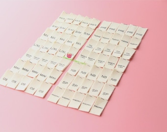 Clothing Size Labels, Cotton Size Labels, Natural Cotton Labels, Cotton Size Tag, Organic Size Tags, Fabric Size Label, Printed Size Label.