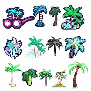 Kokosträdslapp, kokospalmlapp, kokospalmlapp, stansad lapp, broderad kokospalm, lapp av kokos, trädlapp, fri frakt.