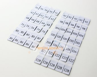Clothing Size Label, Mixed Sizes Tags, Woven Size Tag, Damask Size Label, Pip Label, Infant Size Label, Sewing Size Label, Clothing Size Tab