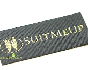 Metallic Woven Labels, Lurex Gold Labels, Metallic Silver Label, Lurex Logo Label, Custom Woven Labels, Shiny Clothing Label, Free Post Ship