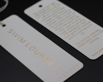 Goudfolie swingtag, aangepaste foliehangtags, foliekaartje goil, metallic folielabel, folielabel, foliekartonlabel, folielabel kleding