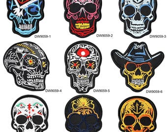 Stock Skull Patch, Embroidery Skull, Embroidered Skull, Skull Fabric Patch, Skull Patch for Cloth, Punk Style Patch, Free Post Ship.