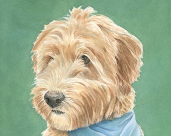 Wheaten Terrier Portrait, Custom Dog Portrait, Original, Hand Painted, Watercolor Painting, Pet Lover Gift, Pet Memorial