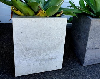 Cubed concrete planter; balcony, entry garden planter box.