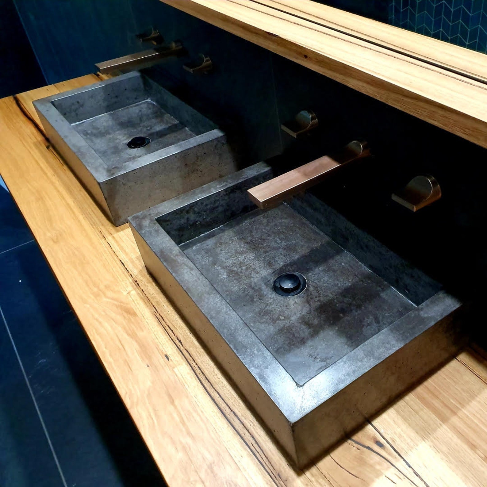 Concrete Vanity Basins Rectangular Custom Handmade Real Etsy