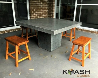 Concrete dining table cafe style, charcoal concrete dining or patio table 1.2 x 1.2m square outdoor table