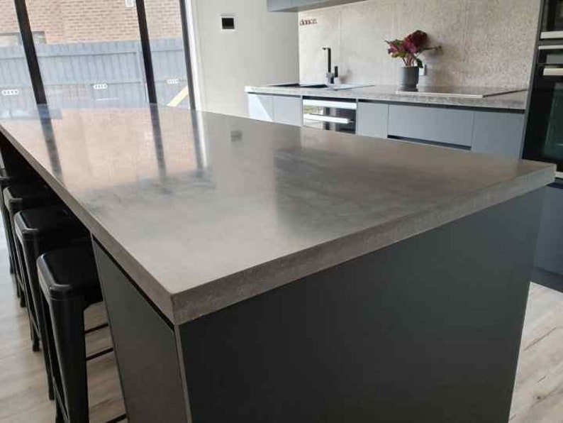 Polished Concrete Kitchen Counter Benchtop, Handmade Real Concrete Servery or Island Benches
