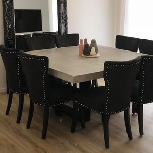 Handmade Square Concrete Dining Table, Steel Base, 8 Seater - Etsy UK