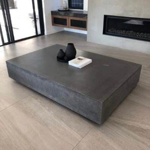 Large concrete coffee table. 1.5 x 1m hand made floating coffee table , bespoke polished concrete coffee table with timber base