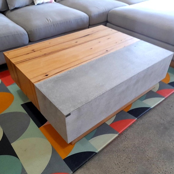 Concrete and timber coffee table deals