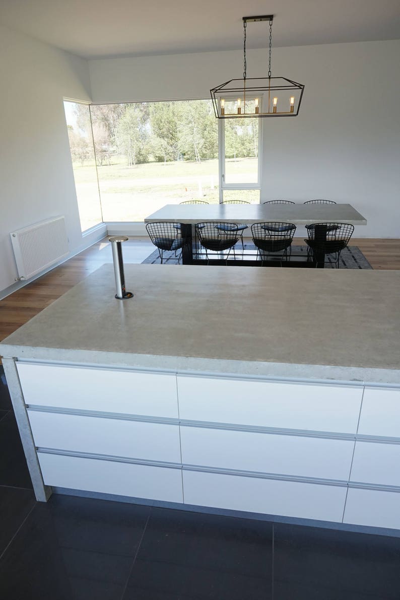 Polished Concrete Kitchen Counter Benchtop, Handmade Real Concrete Servery or Island Benches