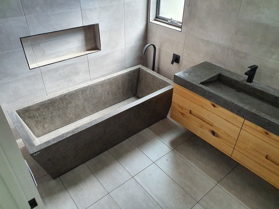 Concrete Bath, Custom Freestanding Bath. Handmade 1.9m Large Polished