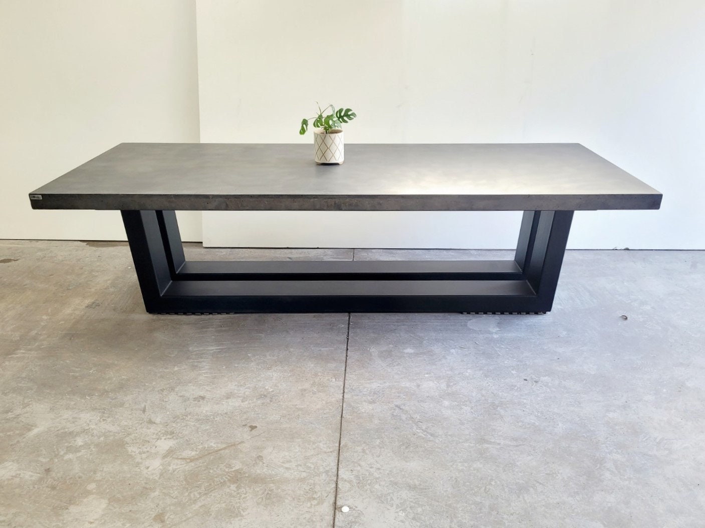 Custom Concrete Dining Table With Steel Base, Patio Alfresco or Indoor ...