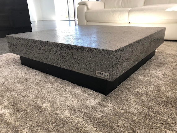 Concrete Coffee Table Exposed Aggregate 1 X 1m Modern Bespoke Polished Concrete Handmade Coffee Table With Timber Base