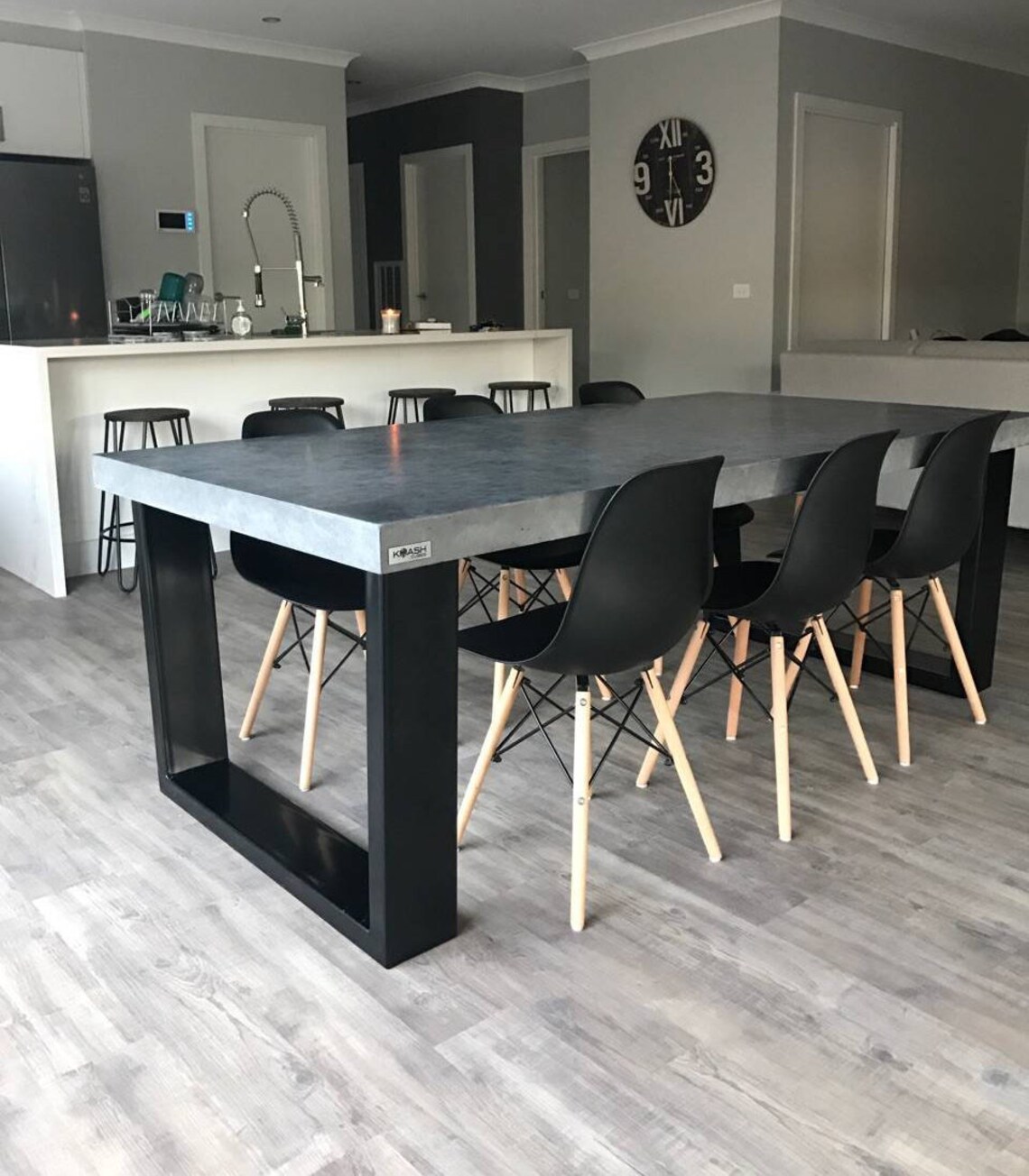 Concrete Patio Outdoor/indoor Dining Table With Powder Coated - Etsy