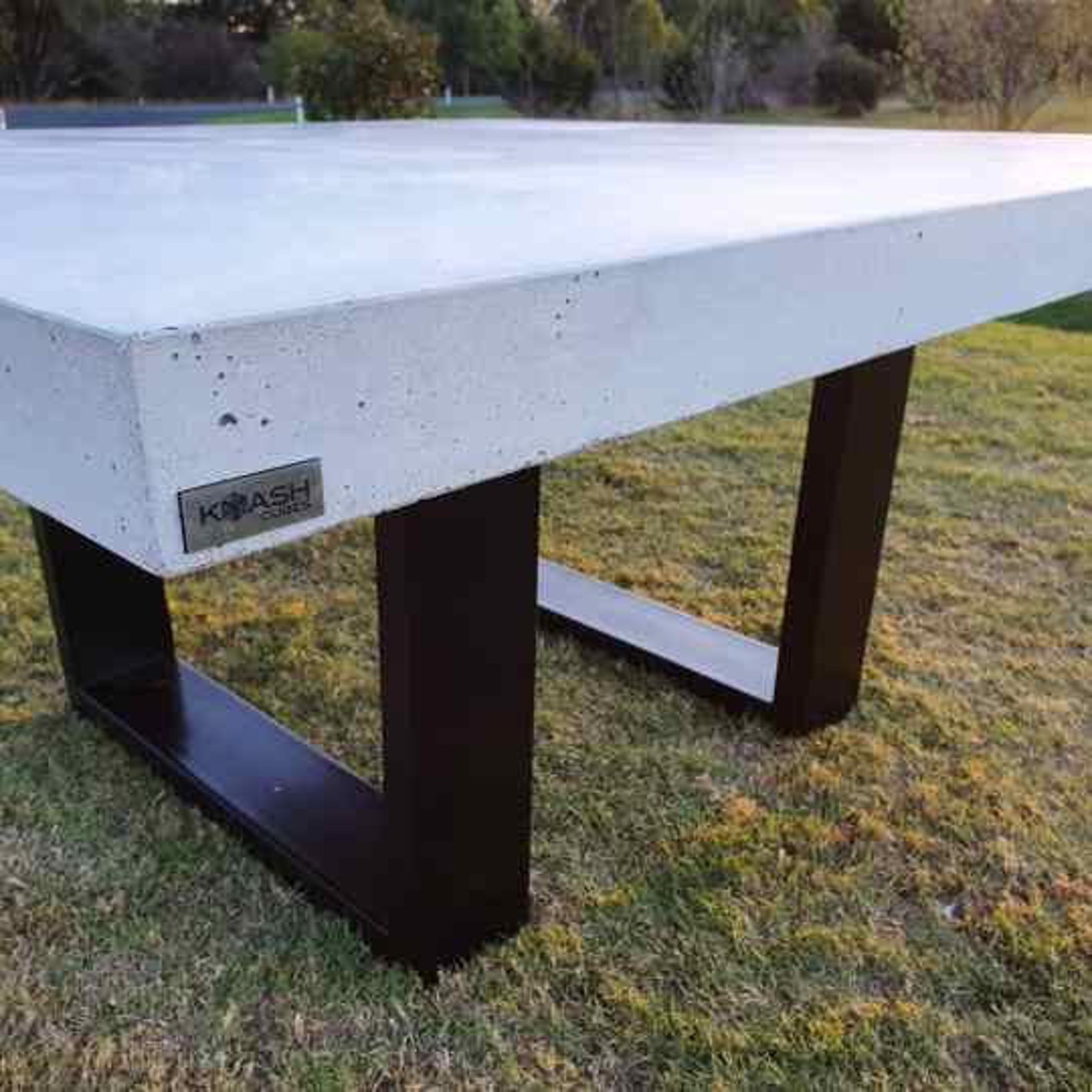 Handmade Square Concrete Dining Table, Steel Base, Patio Table (1.8m ...