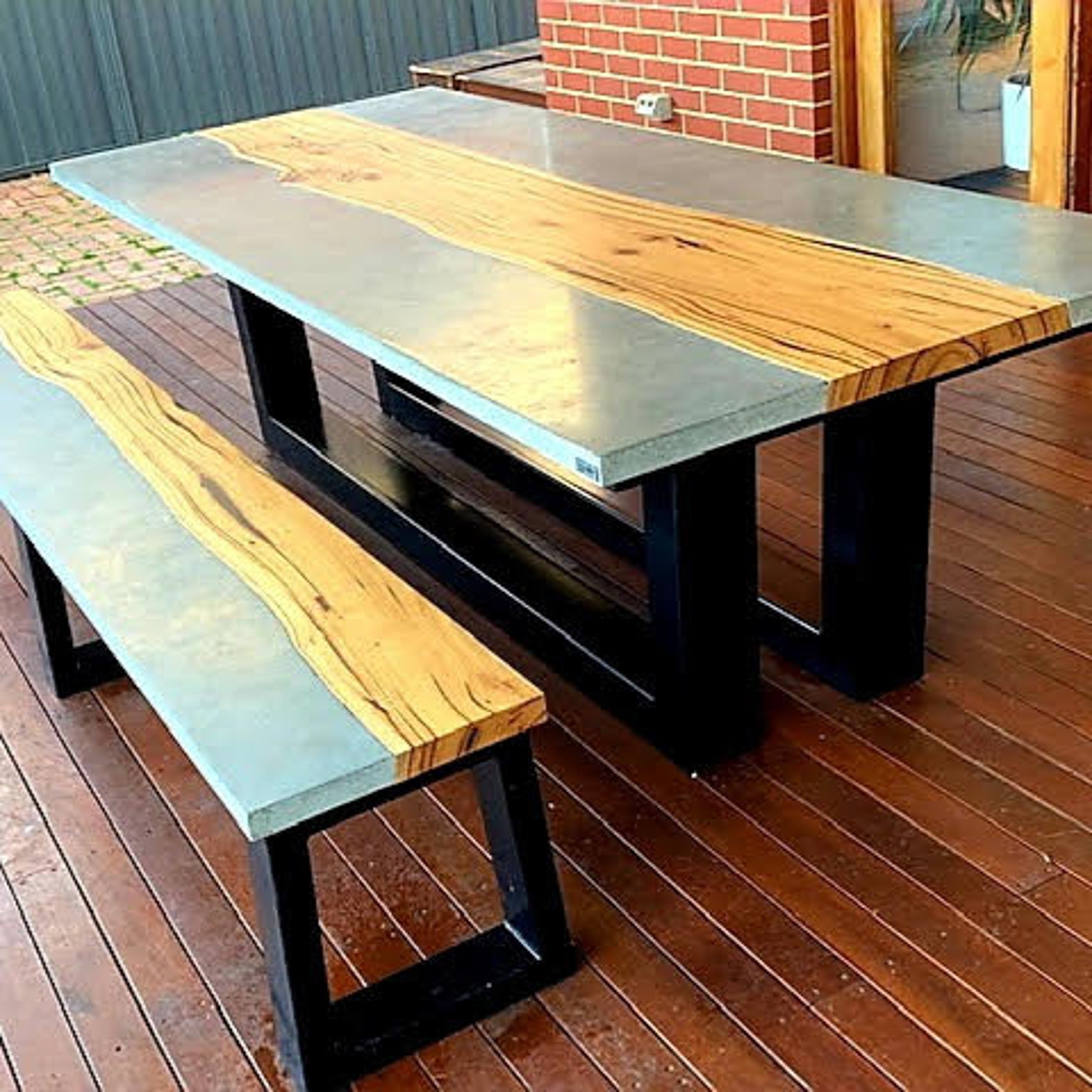 Mesa de comedor de hormigón real de 8 plazas y 21 m con base | Etsy